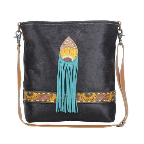 Myra Bags Blue Candle Hand-Tooled Bag