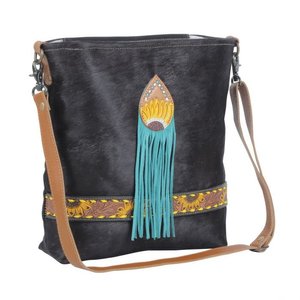 Myra Bags Blue Candle Hand-Tooled Bag