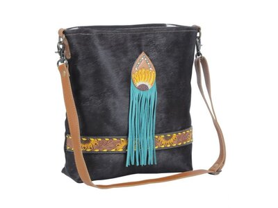 Myra Bags Blue Candle Hand-Tooled Bag