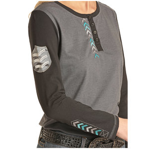 Panhandle R&R Long Sleeve Grey/Black Shirt with Embroidery