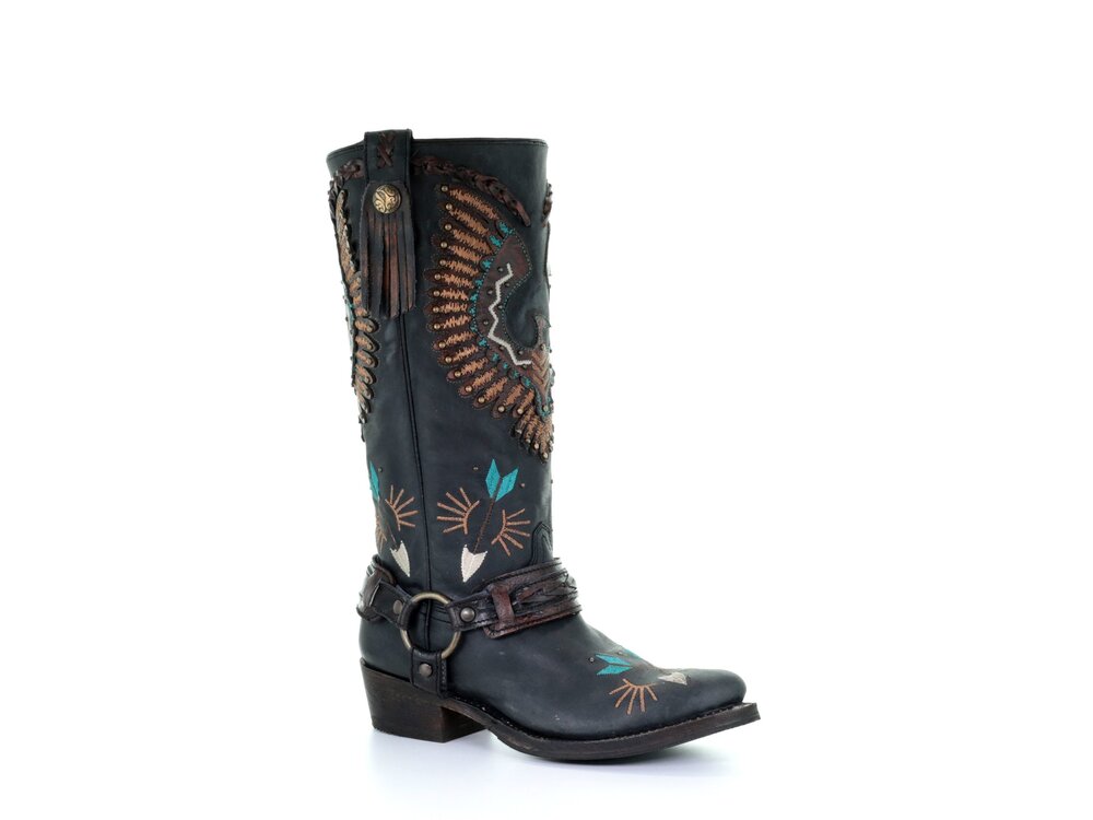 Corral Black Eagle Overlay and Harness Biker Boot