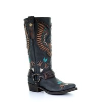 Black Eagle Overlay and Harness Biker Boot