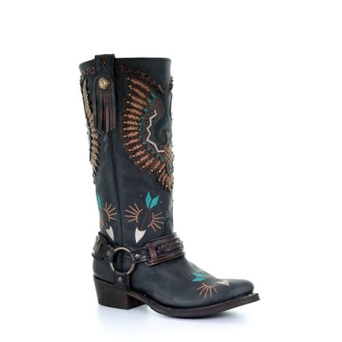 Corral Black Eagle Overlay and Harness Biker Boot