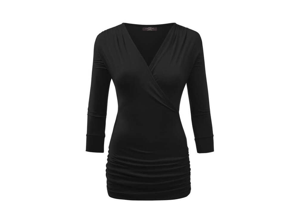 Made By Johnny Lightweight V-Neck 3/4th Sleeve with Side Rouching