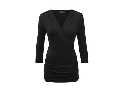 Made By Johnny Lightweight V-Neck 3/4th Sleeve with Side Rouching