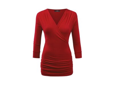 Made By Johnny Lightweight V-Neck 3/4th Sleeve with Side Rouching