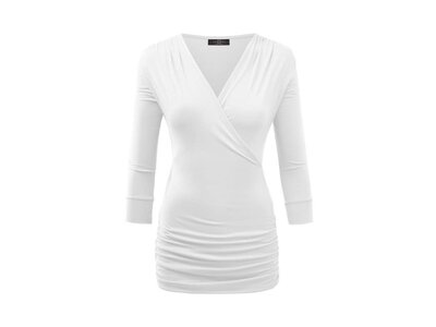 Made By Johnny Lightweight V-Neck 3/4th Sleeve with Side Rouching