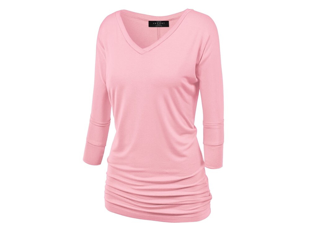 Made By Johnny Dolman Sleeve 3/4 Sleeve with Side Shirring