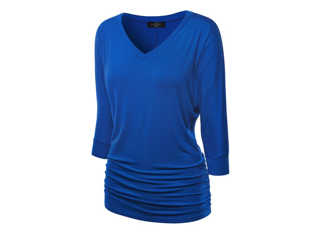 Made By Johnny Dolman Sleeve 3/4 Sleeve with Side Shirring