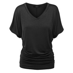 Made By Johnny Short Sleeve V Neck Dolman Top