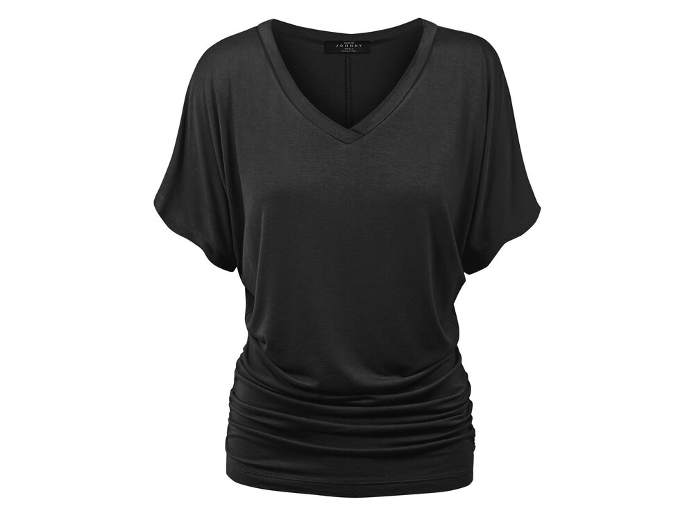 Made By Johnny Short Sleeve V Neck Dolman Top