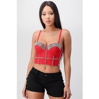 Rhinestone Satin Bustier with Extra Embellishment on Cups