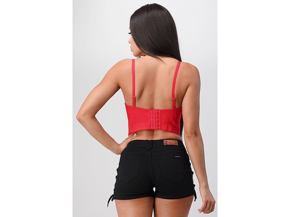 Rhinestone Satin Bustier with Extra Embellishment on Cups