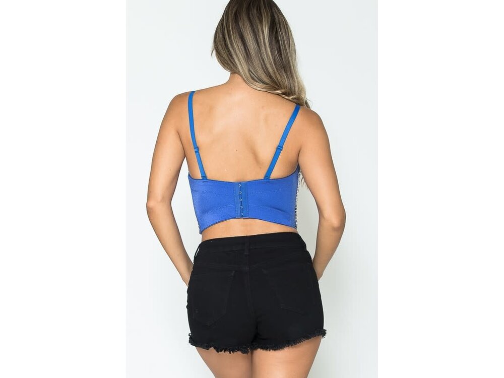 Rhinestone Satin Bustier with Extra Embellishment on Cups