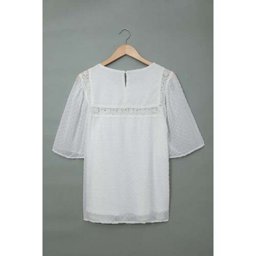 Square Neck Flowy Short Sleeve with Dot Texture