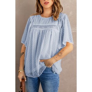 Square Neck Flowy Short Sleeve with Dot Texture