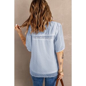 Square Neck Flowy Short Sleeve with Dot Texture