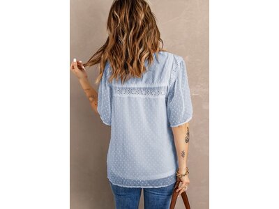 Square Neck Flowy Short Sleeve with Dot Texture