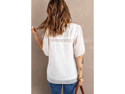 Square Neck Flowy Short Sleeve with Dot Texture