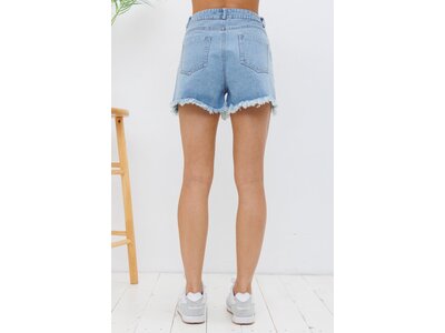 Blue B Distressed Denim Short with Crystal Fringe Pocket