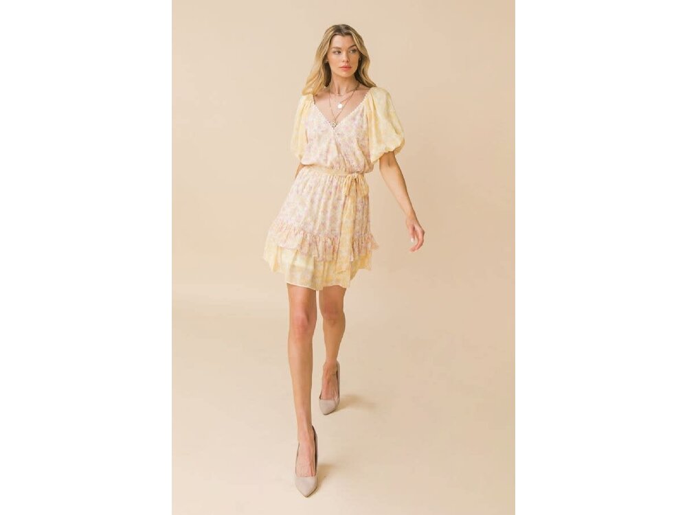 Floral Mini-Dress with Tie Front