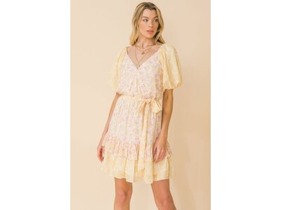 Floral Mini-Dress with Tie Front