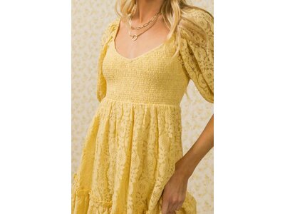 Lace Babydoll Dress with Smocked Bodice