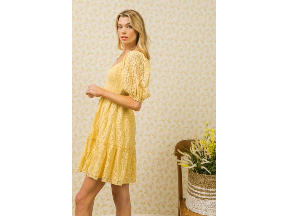 Lace Babydoll Dress with Smocked Bodice