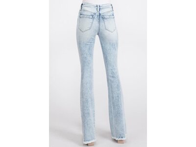 Petra153 Distressed Mid-Rise Flare with Frayed Hem