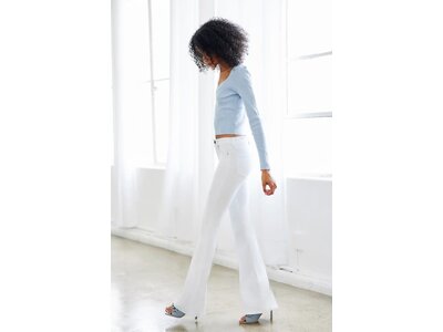 KanCan Mid-Rise White Denim Flare Jean