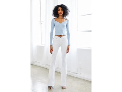 KanCan Mid-Rise White Denim Flare Jean