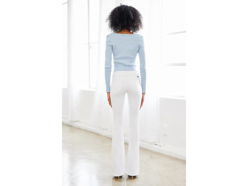 KanCan Mid-Rise White Denim Flare Jean