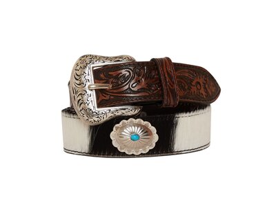 Myra Bags Distinguished Hand-Tooled Hair on Hide Belt