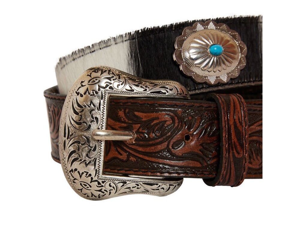Myra Bags Distinguished Hand-Tooled Hair on Hide Belt