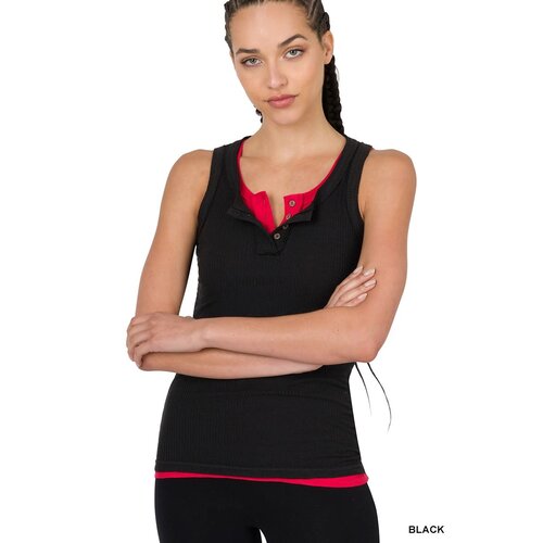 Ribbed Tank with Button Detail Ribbed Tank with Button Detail