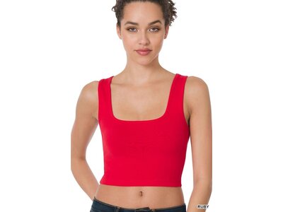 Square Neck Cropped Tank- Thick Cotton/Spandex