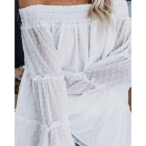 Off the Shoulder Boho Top with Dot Detail Off the Shoulder Boho Top with Dot Detail