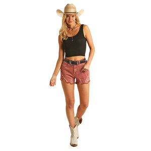 Rock and Roll Denim Dusty Pink Ribbed Shorts