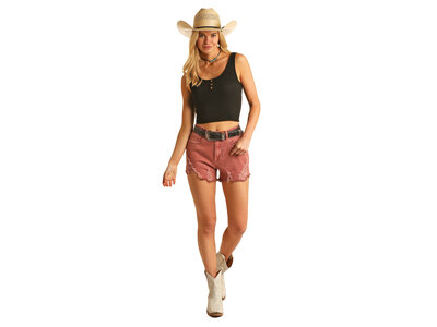 Rock and Roll Denim Dusty Pink Ribbed Shorts