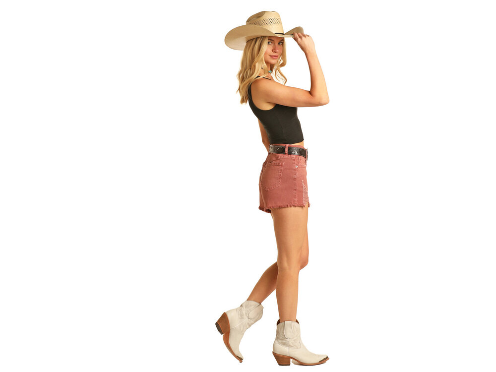 Rock and Roll Denim Dusty Pink Ribbed Shorts