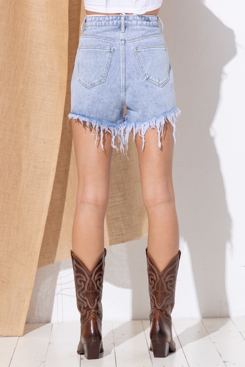 Gemstone Sprinkled Shorts with Rhinestone Fringe - Alternate Route  Outfitters