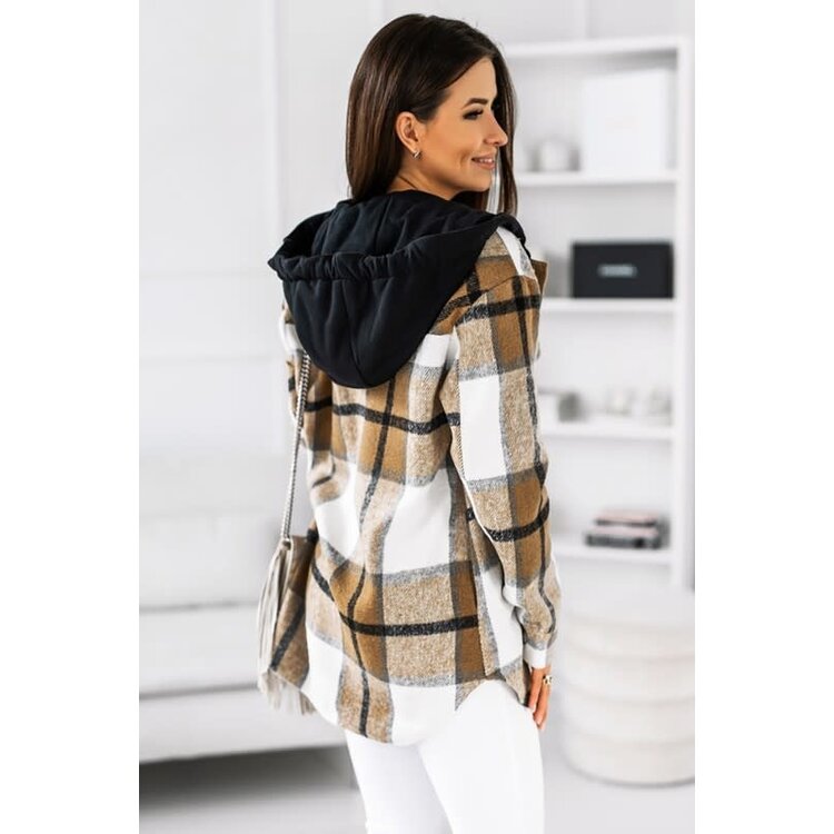 Hooded Plaid Fleece Jacket