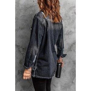 Black Denim Distressed Jacket