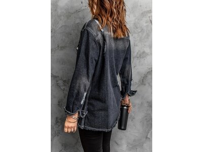 Black Denim Distressed Jacket