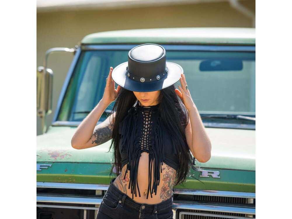 American Hat Makers Silverado Leather Pork Pie Hat