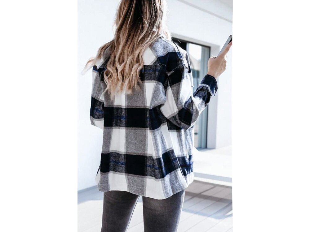 Plaid Shacket With Snap Buttons