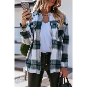 Plaid Shacket With Snap Buttons