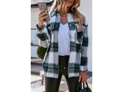 Plaid Shacket With Snap Buttons