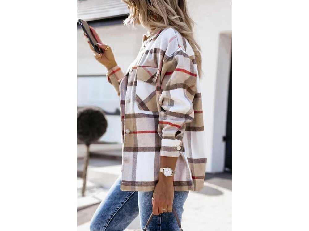 Plaid Shacket With Snap Buttons