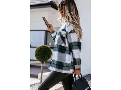 Plaid Shacket With Snap Buttons